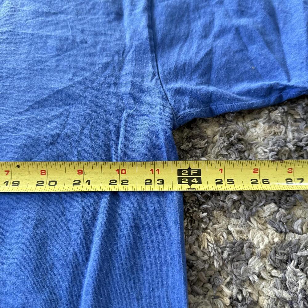 Vintage 90s Jerzees Native Art Wolf Tee Blue XL Jan Taylor Design - Picture 6 of 7